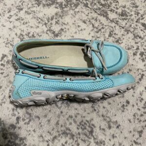 Merrell 'Marina' Slip On Shoes Pastel Turquoise Leather US 7.5 Near Mint! EUC